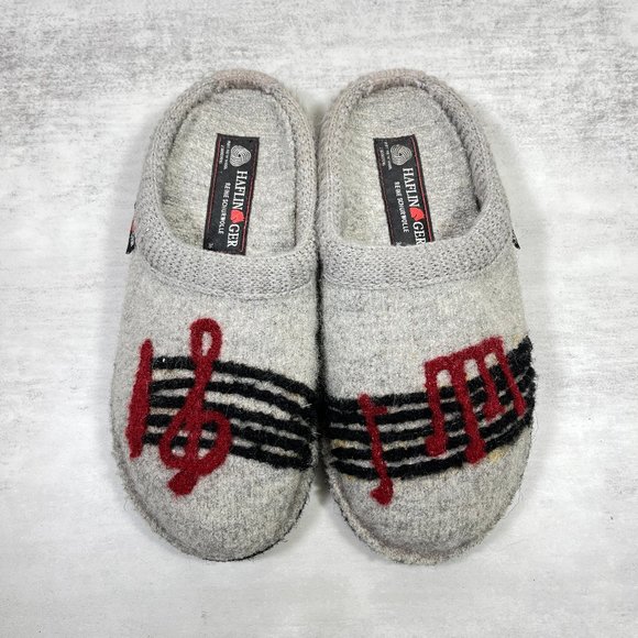 Haflinger Music Notes Felt Sole Indoor Wool Slippers - Women's Size 36 EU / 5 US - Picture 7 of 9
